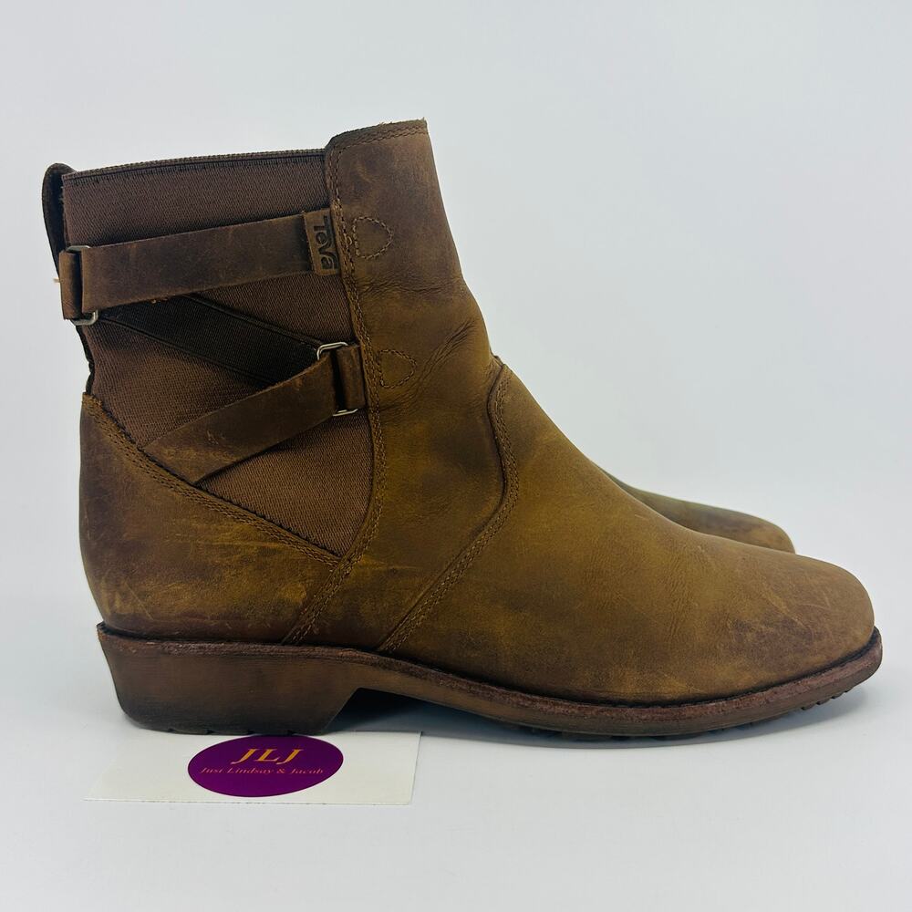 Teva Women's Ellery Ankle Pecan WP Waterproof Leather Boots 1103224 Size 8.5